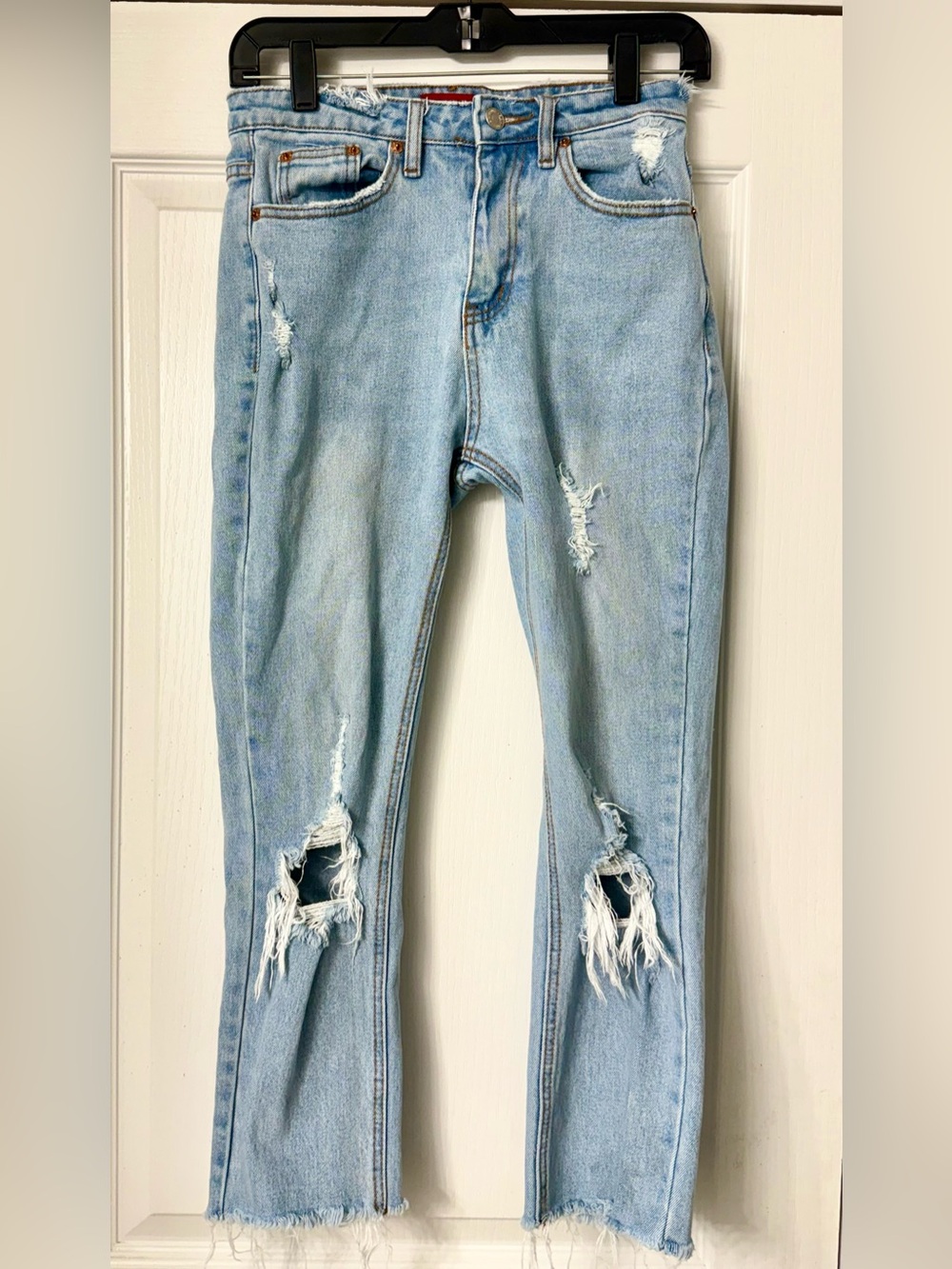 Signature8 Light Blue Distressed Skinny Jeans